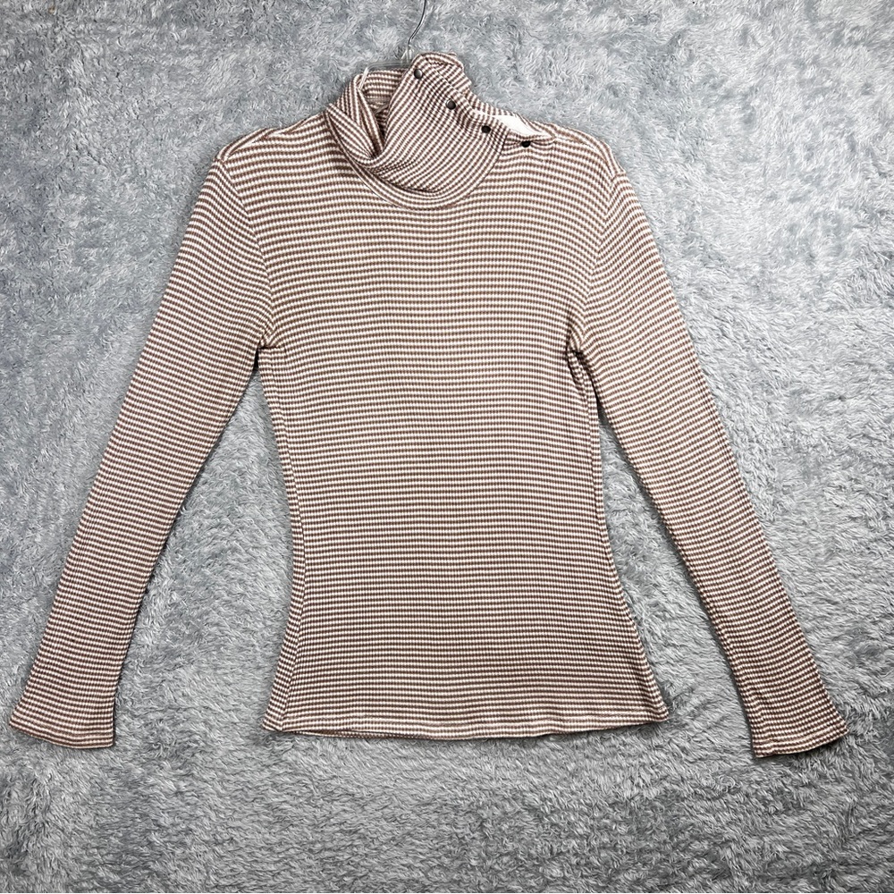 Dolan Cream Ribbed Long Sleeve Fitted Blouse